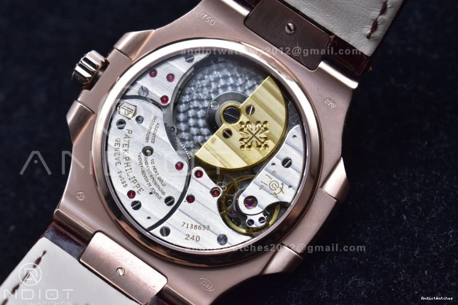 Premium Dial Gray Nautilus GRF Brown Strap 5712 on Best Edition 912 Croco A23J RG SS 0704